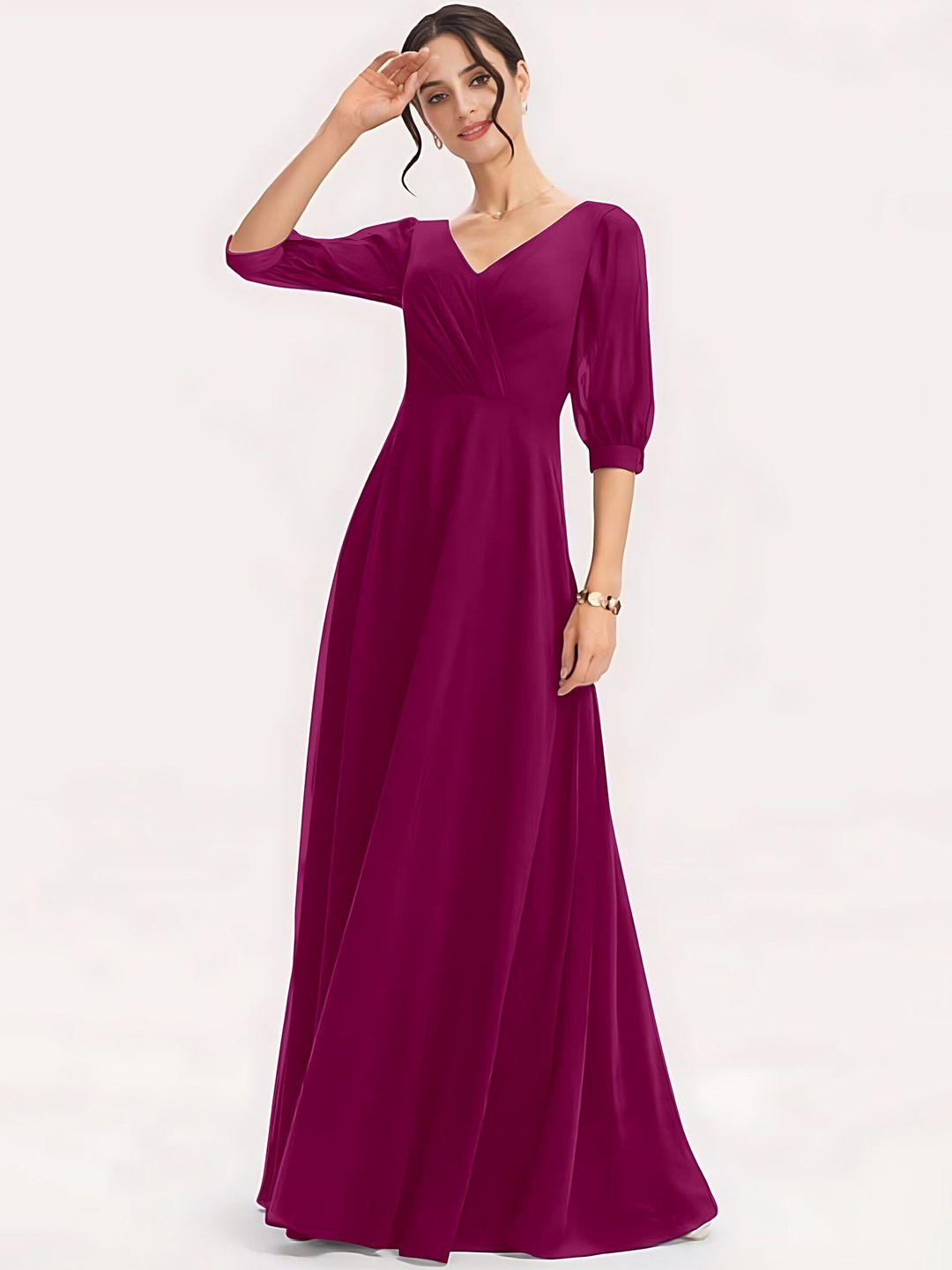 femvy v-neck slit sleeves maxi dress