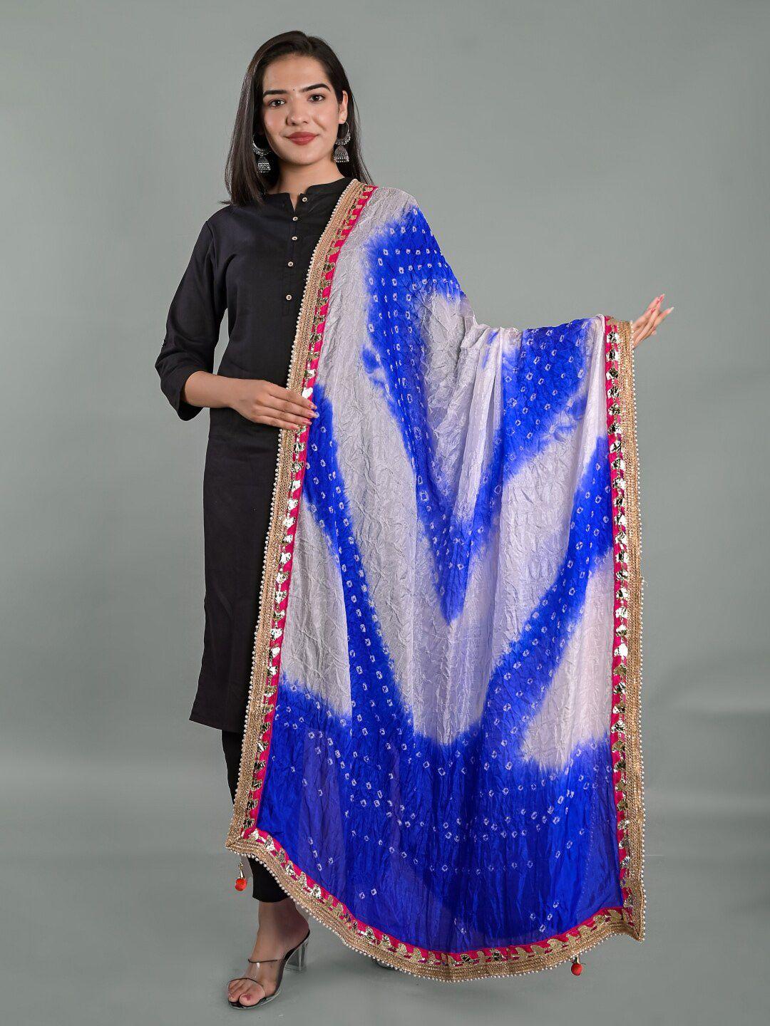 apratim dyed art silk tie and dye dupatta with gotta patti