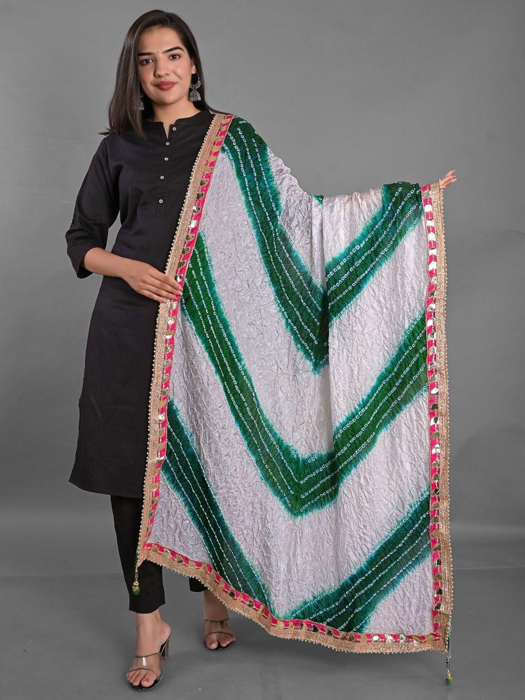 apratim dyed art silk tie and dye dupatta with gotta patti