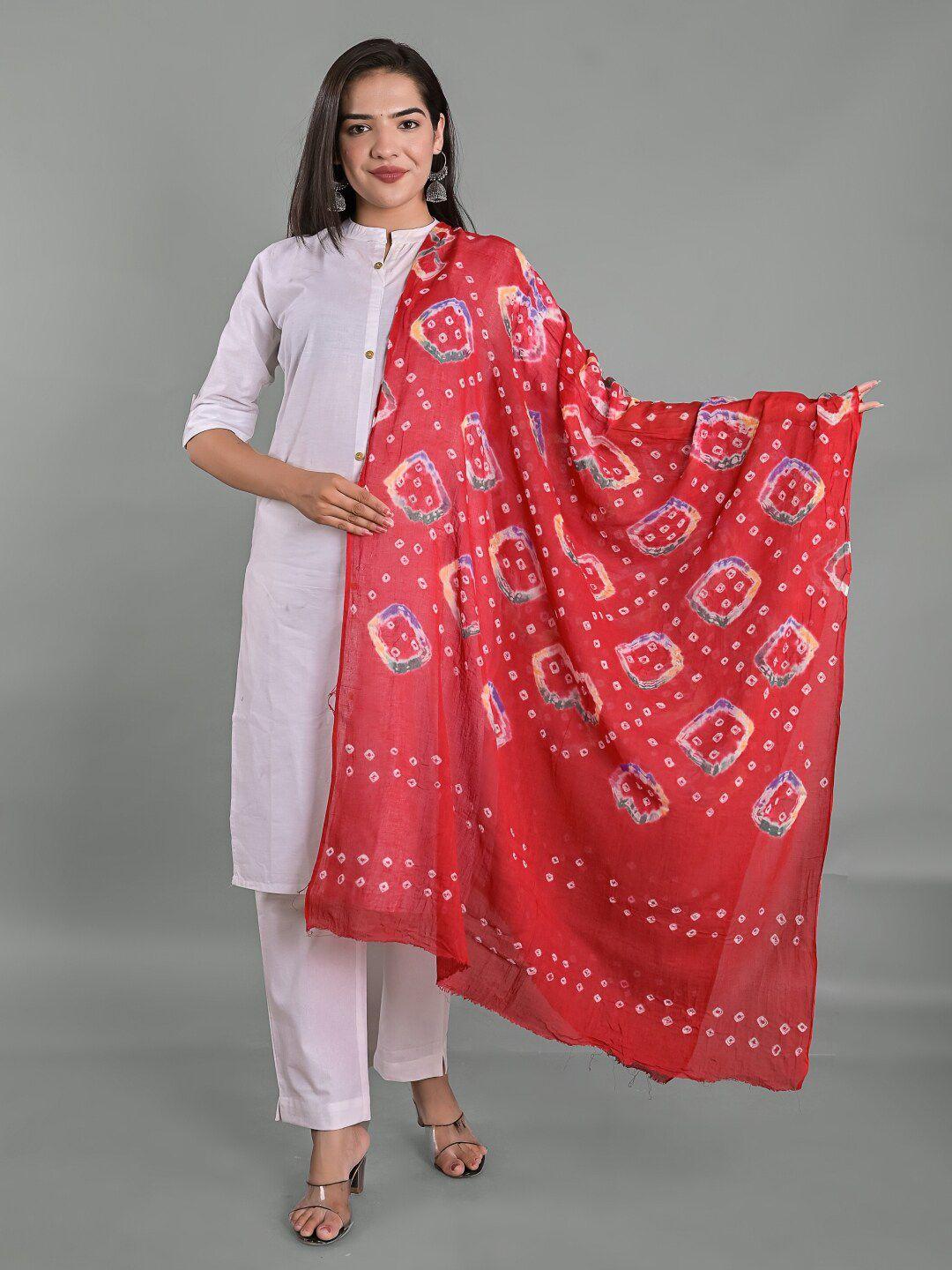 apratim bandhani printed cotton dupatta