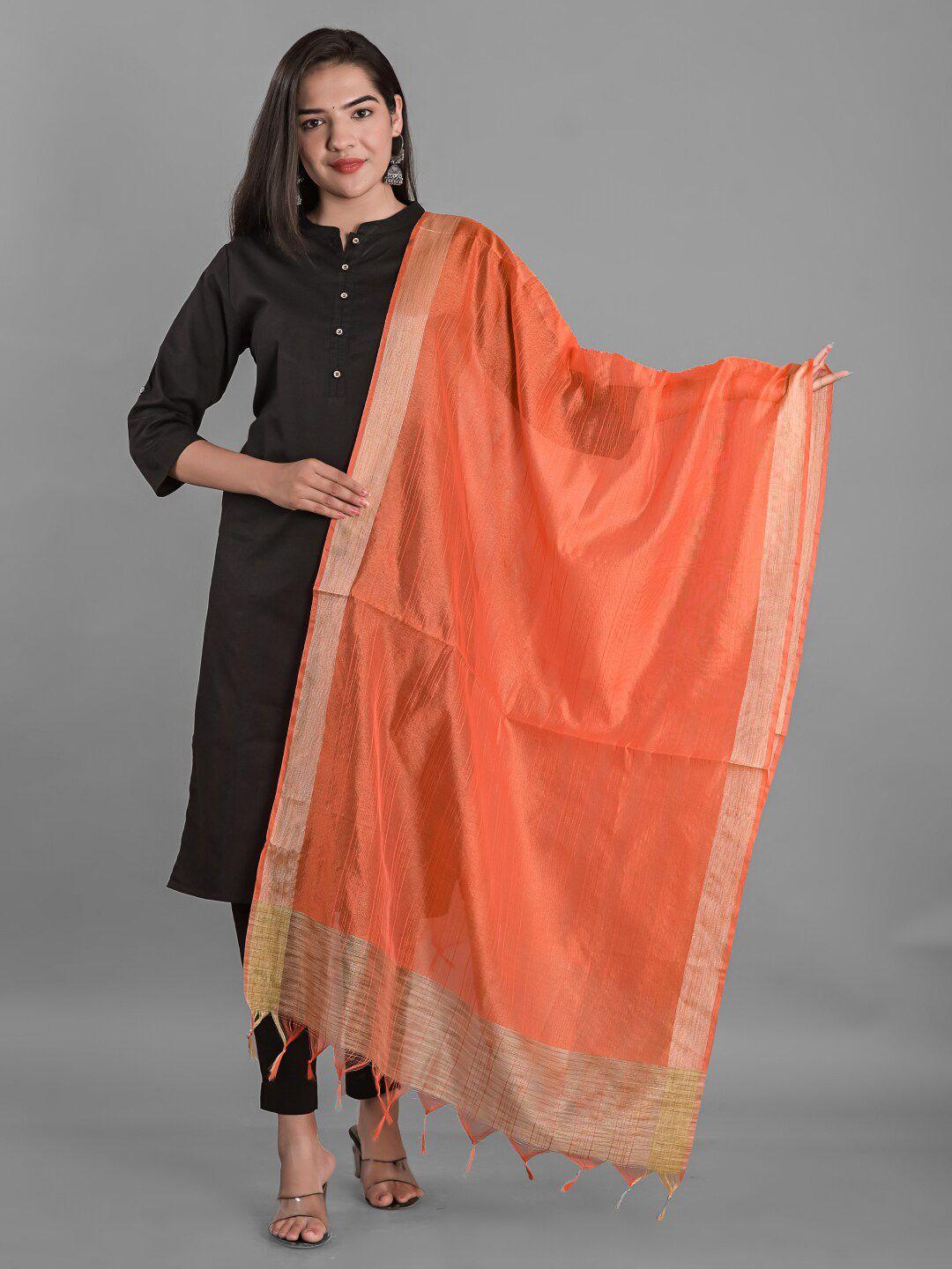 apratim orange & gold-toned dupatta with zari