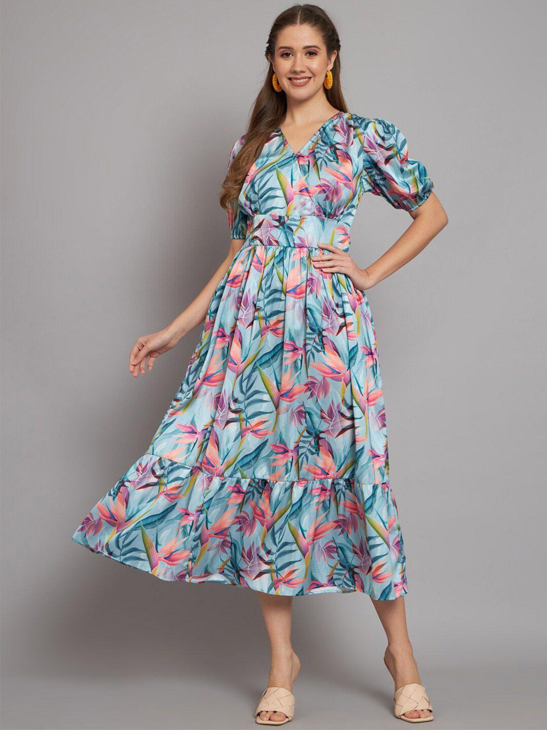 the dry state tropical printed v-neck wrap dress