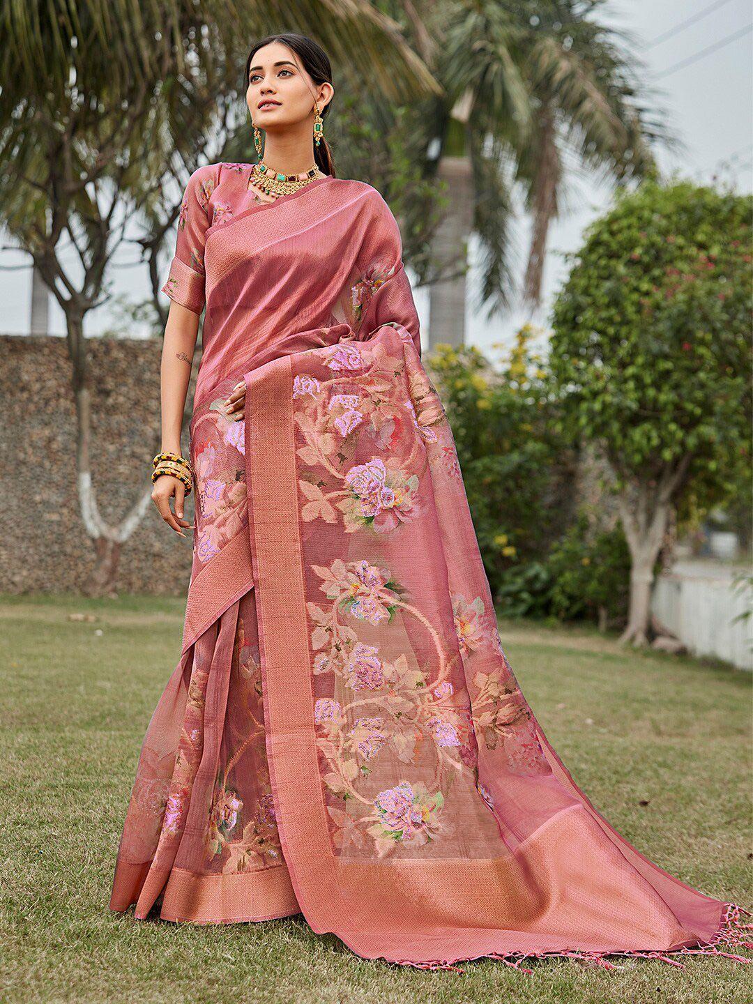 karagiri floral zari tissue saree