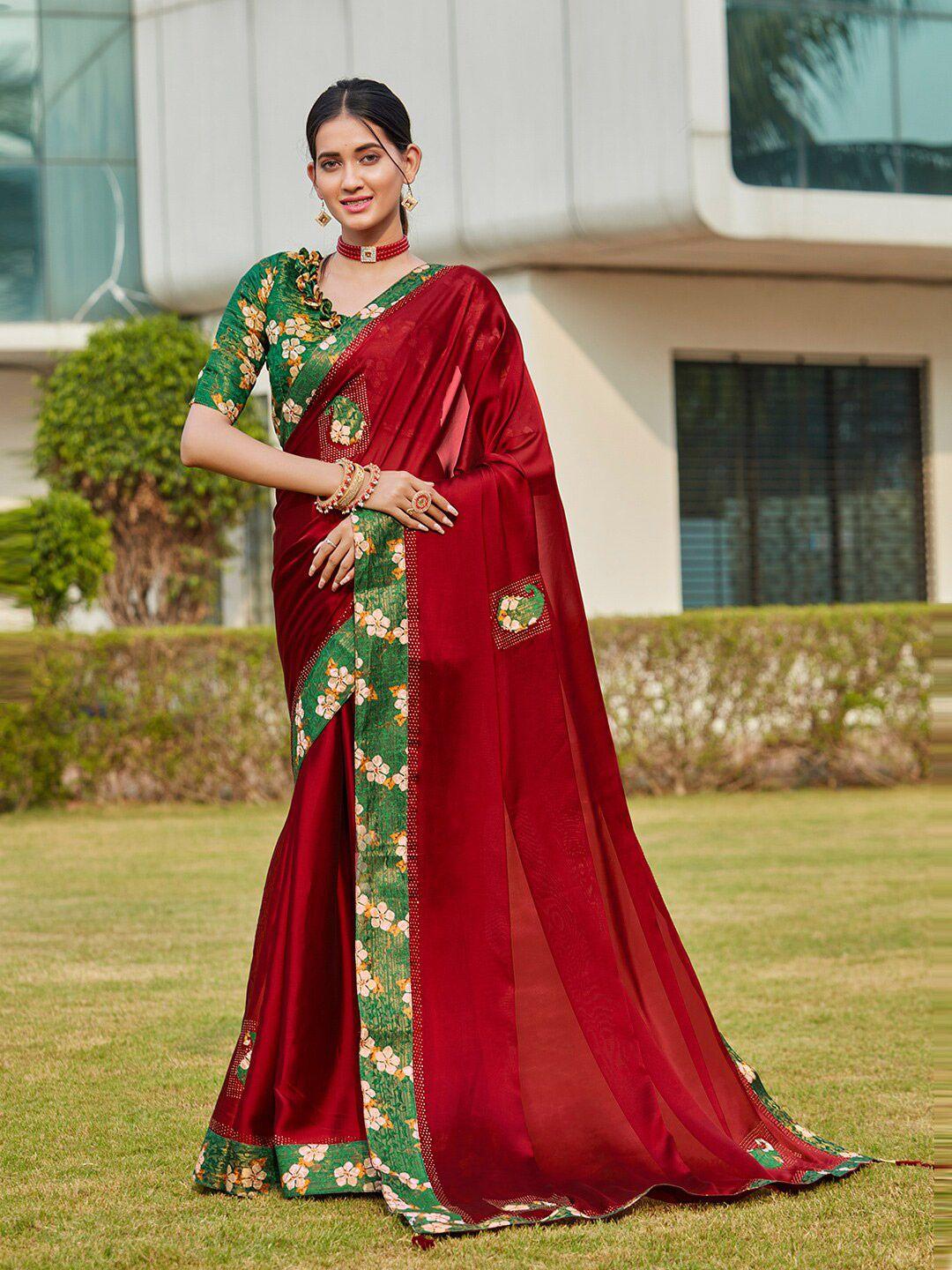 karagiri floral beads and stones banarasi saree