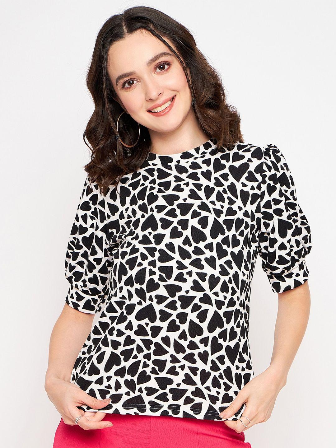 uptownie lite monochrome conversational printed puff sleeves top