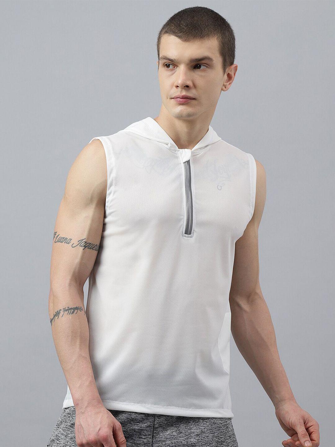 fitkin men white henley neck anti odour applique t-shirt