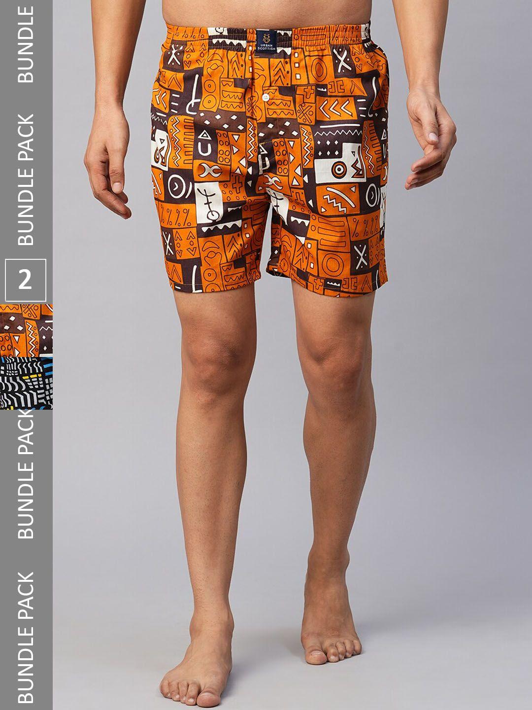 urban scottish pack of 2 printed pure cotton boxers usbx2427