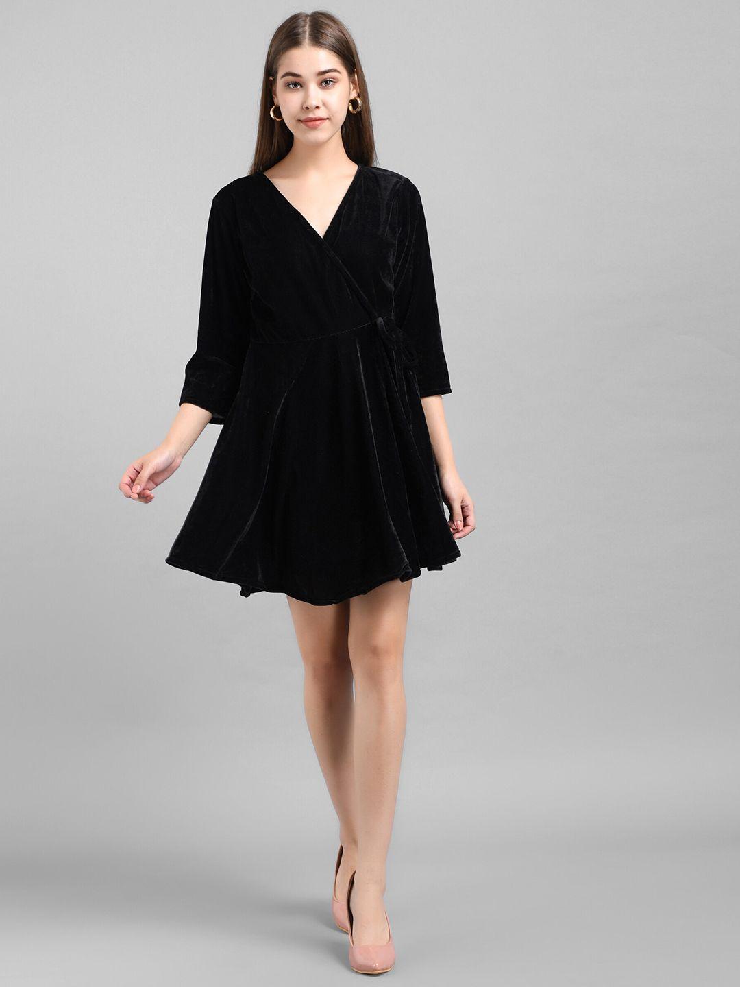 baesd v-neck velvet warp dress