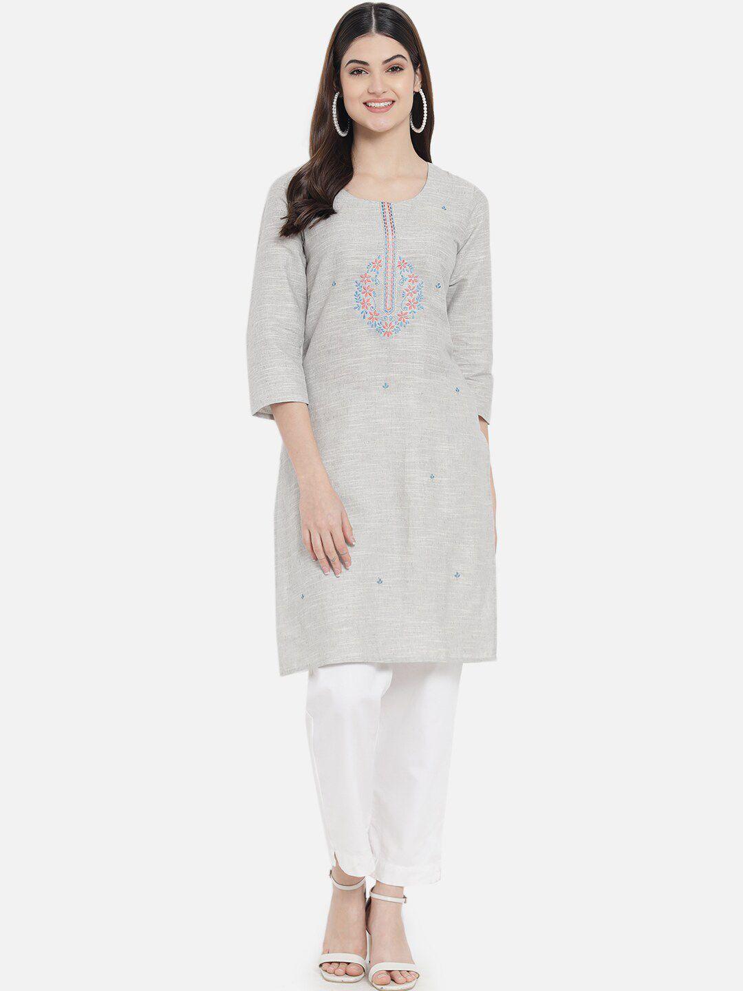 kalini floral embroidered thread work regular kurta