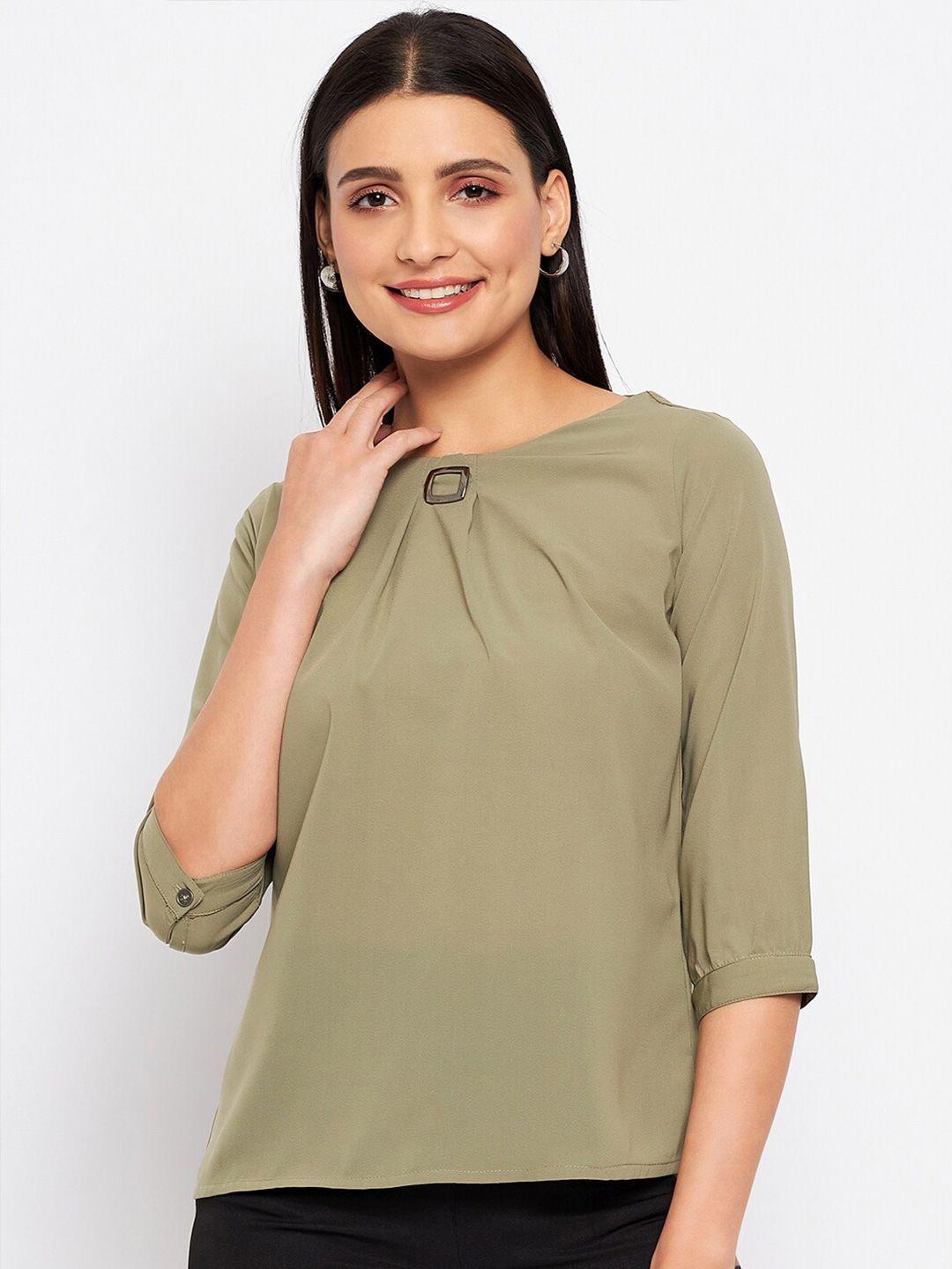 duke pleated round neck regular top