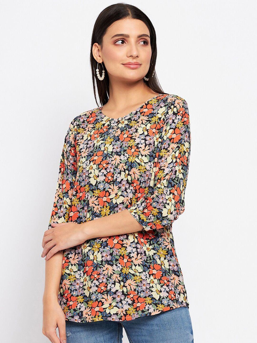 duke floral print keyhole neck top