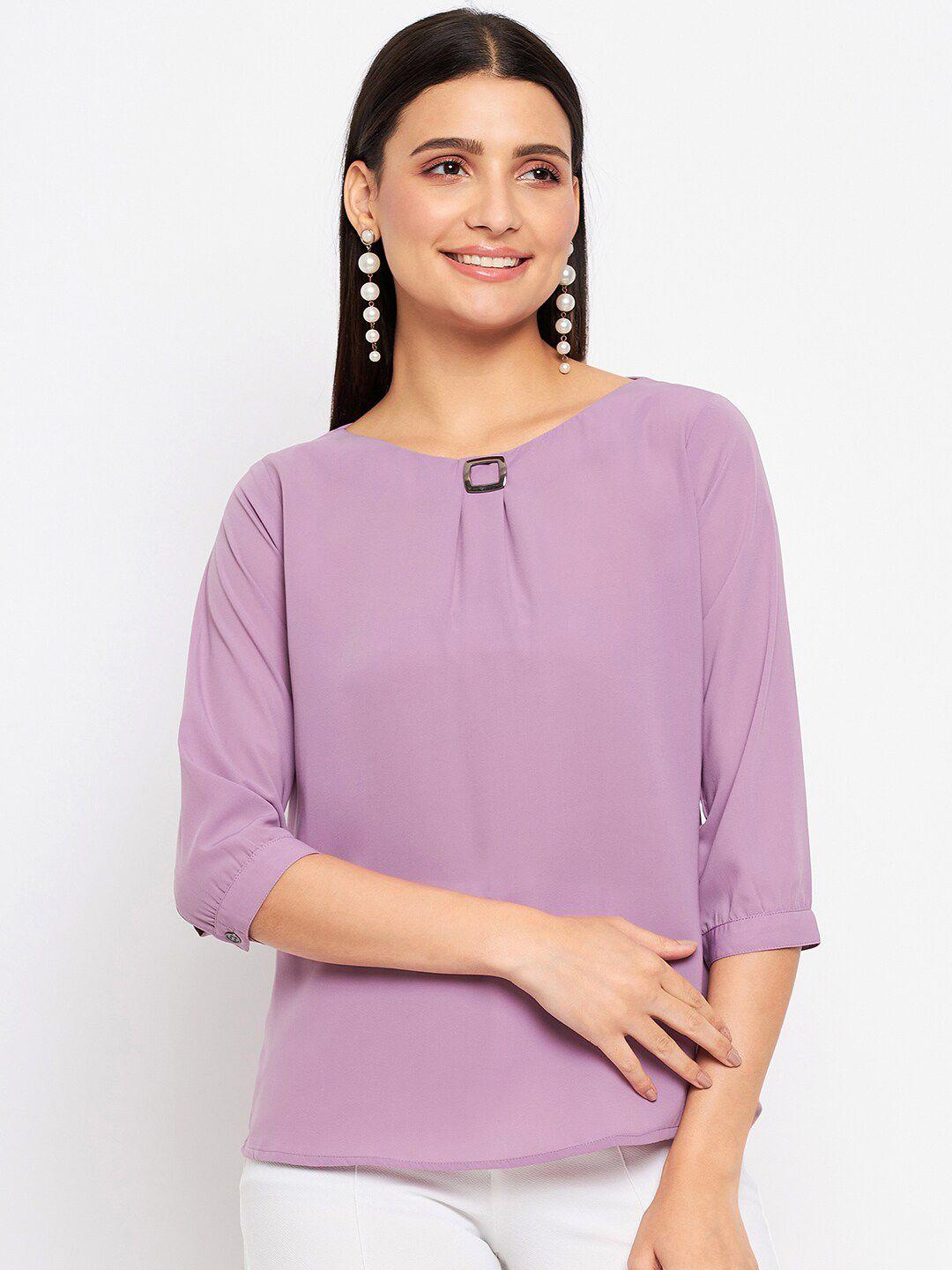 duke pleated round neck regular top