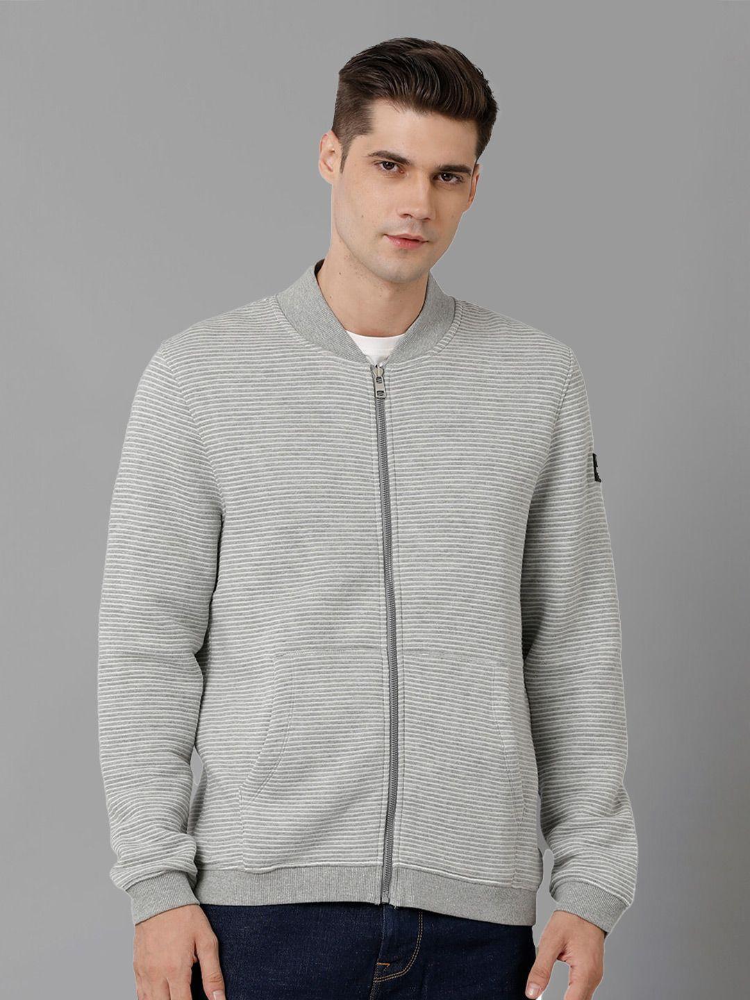 voi jeans striped mock collar sweatshirt