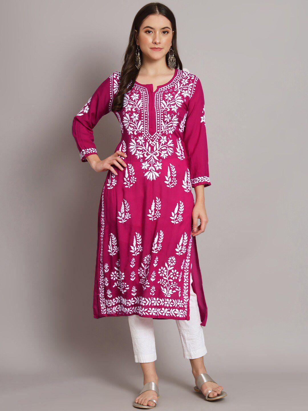 paramount chikan ethnic motifs embroidered thread work chikankari kurta