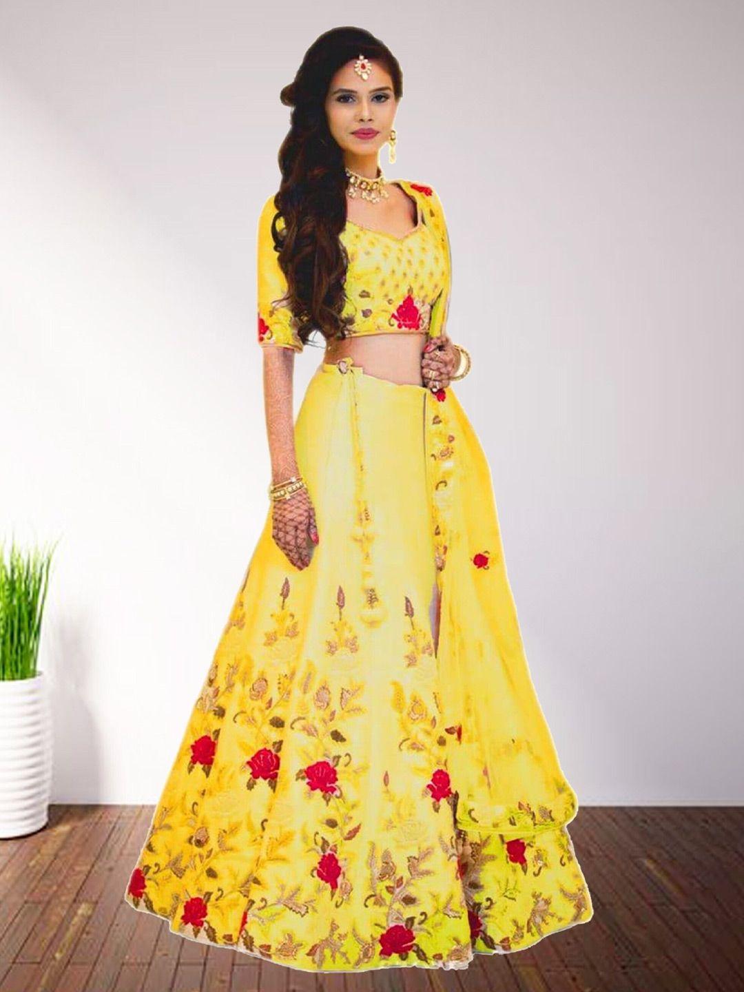 n enterprise embroidered semi-stitched lehenga with unstitched blouse & dupatta