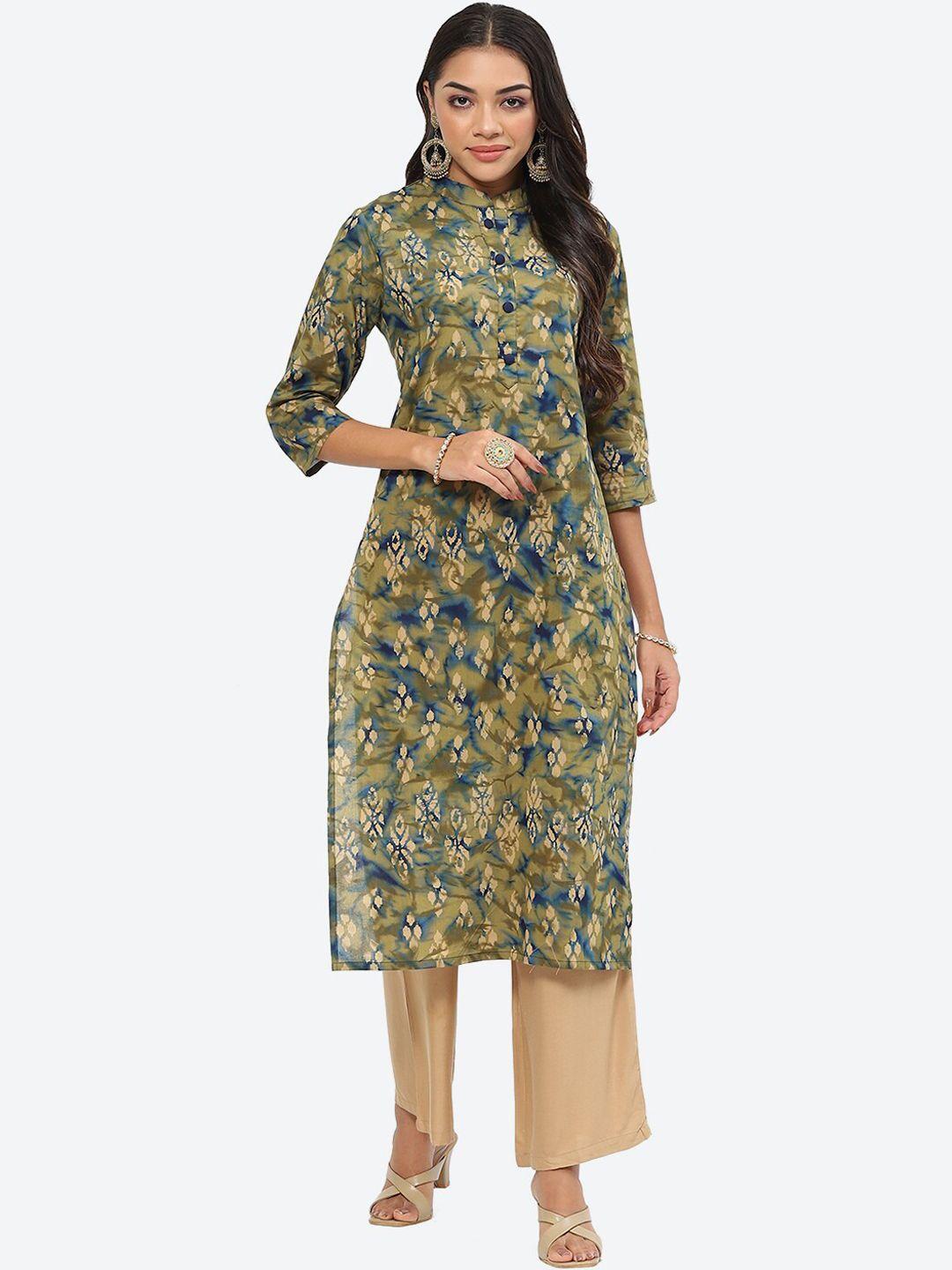 kurti's by menka abstract printed straight kurta