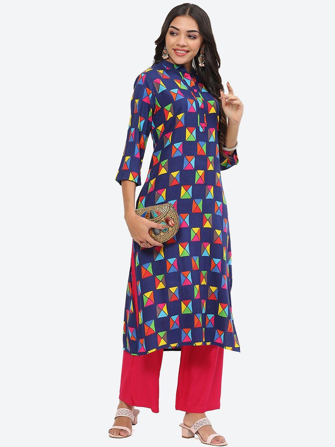 kurti's by menka geometric printed kurta