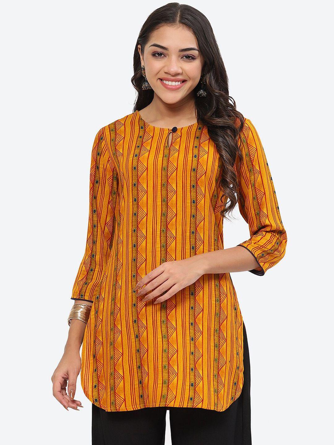 kurti's by menka geometric printed straight kurta