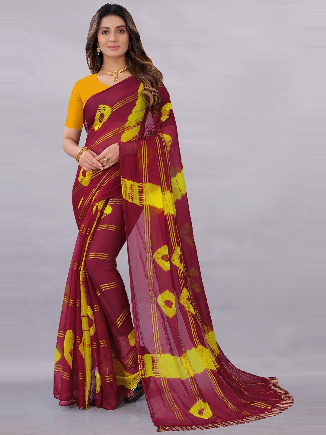 rhey bandhani printed zari saree