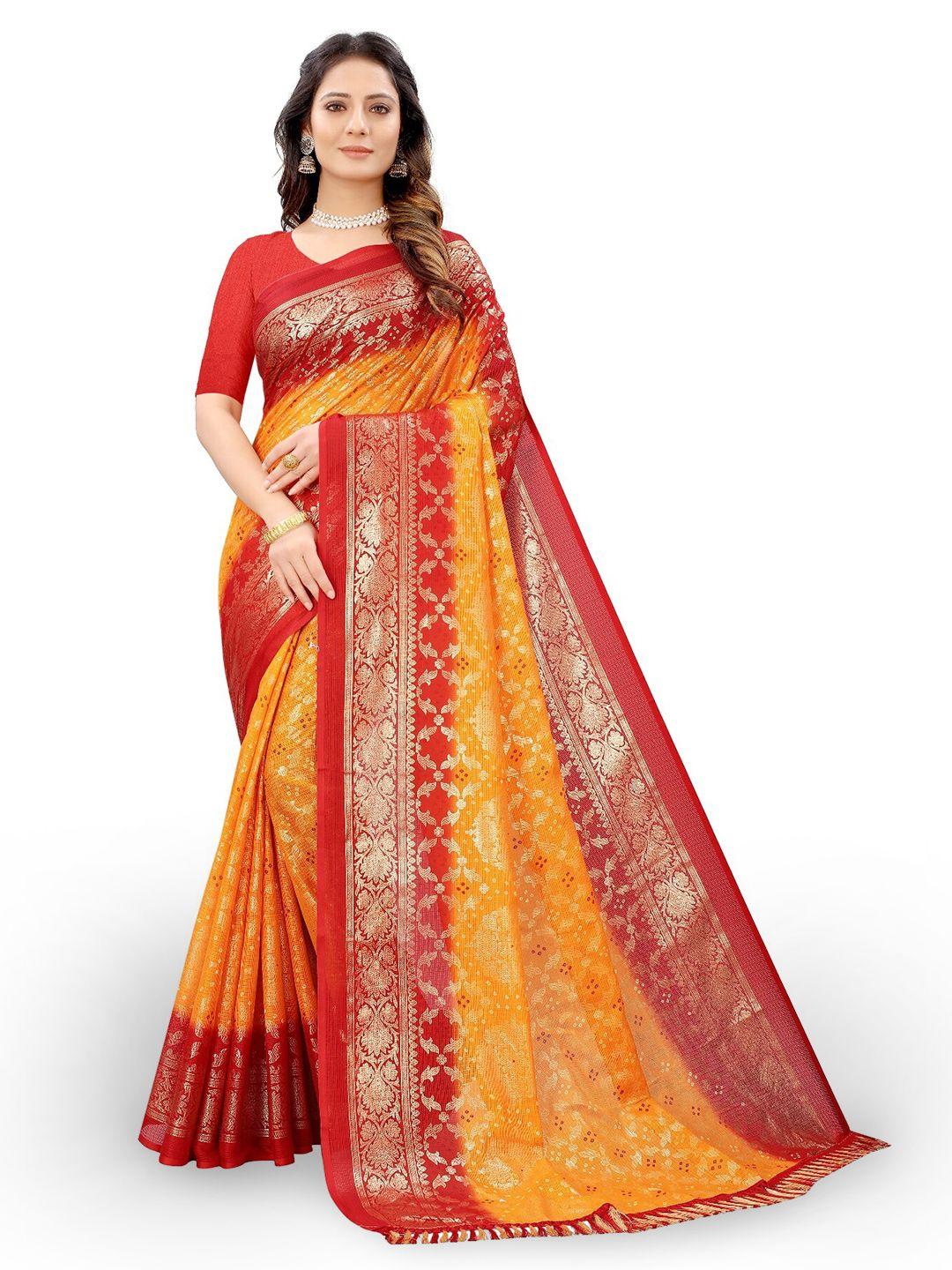 rhey silk blend bandhani saree