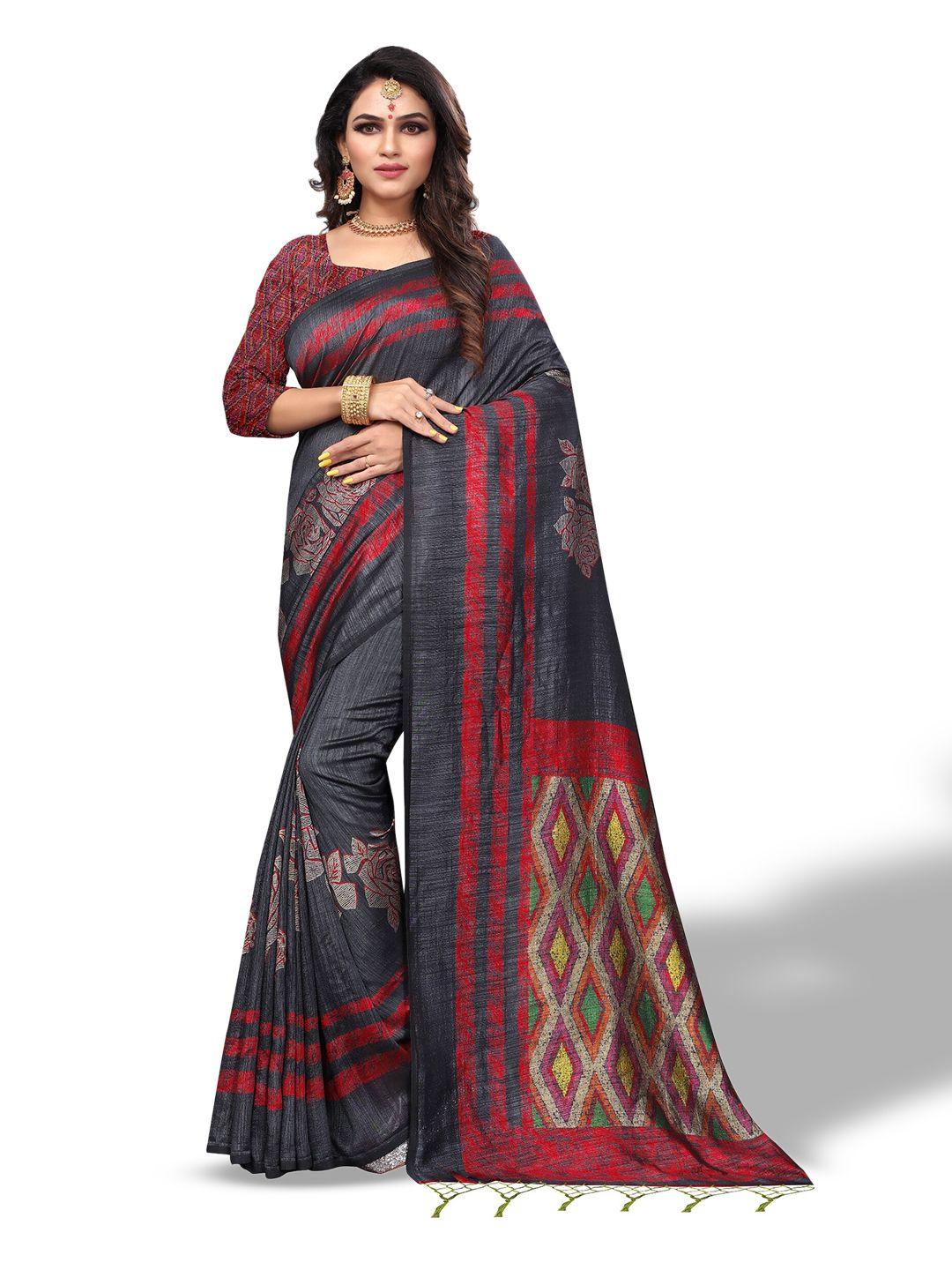 rhey floral printed art silk saree