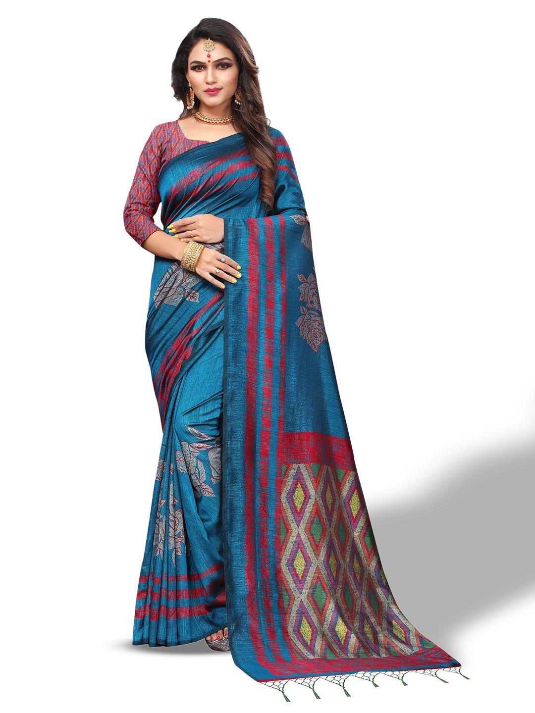 rhey floral printed pure silk saree