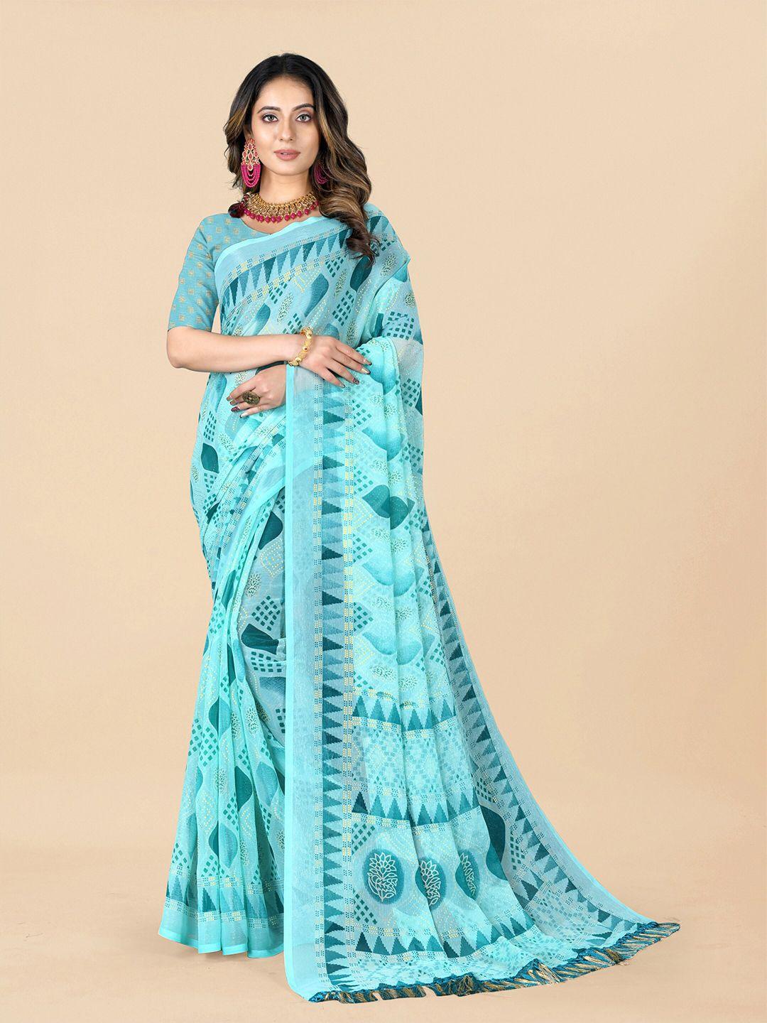 rhey geometric printed pure chiffon saree