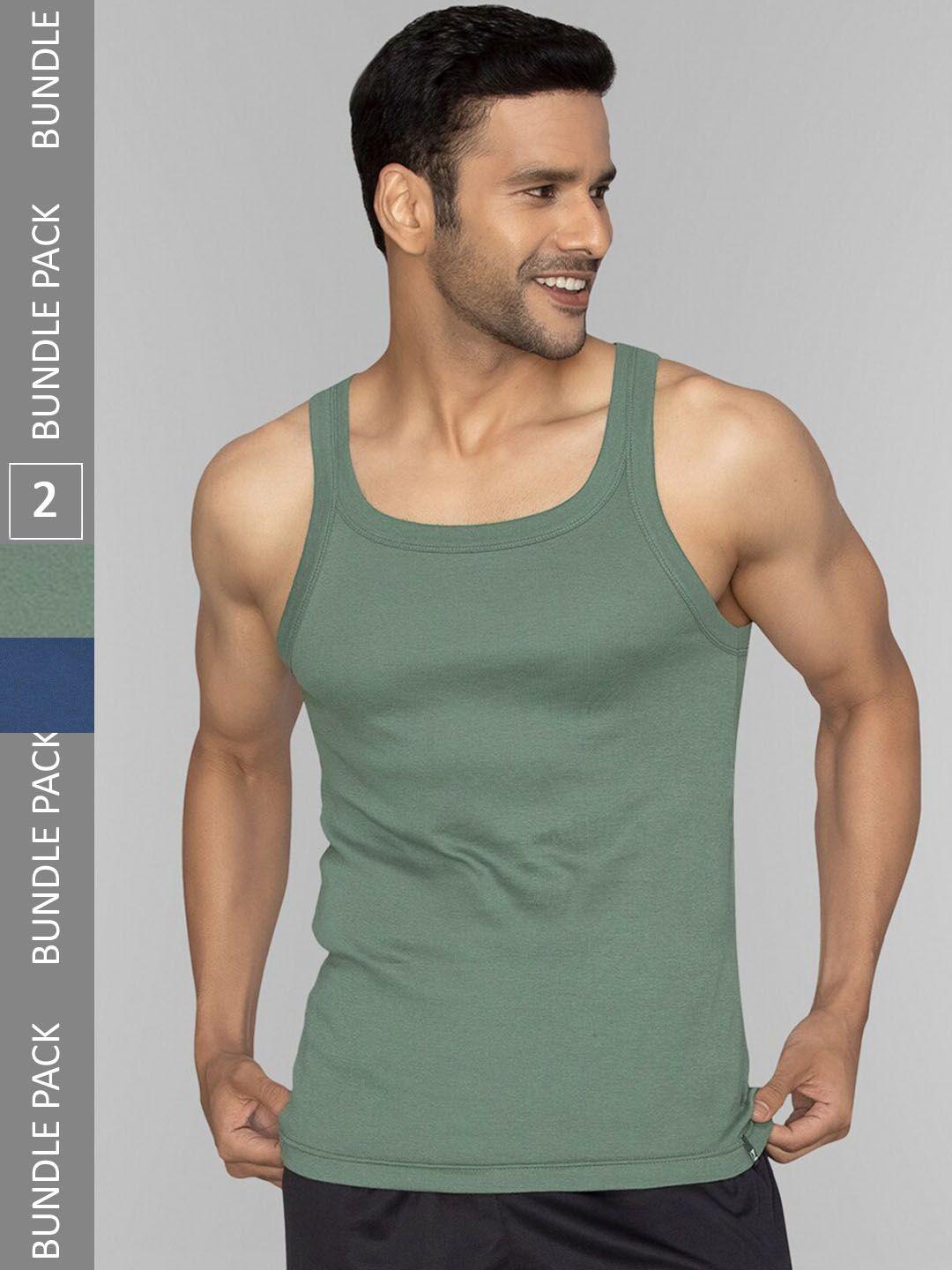 xyxx men pack of 2 pace combed cotton square neck gym vest