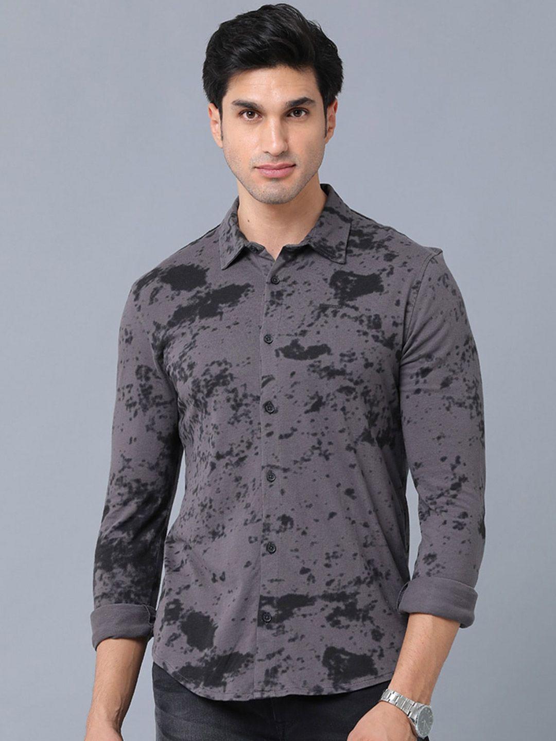 voi jeans slim fit abstract opaque printed cotton casual shirt