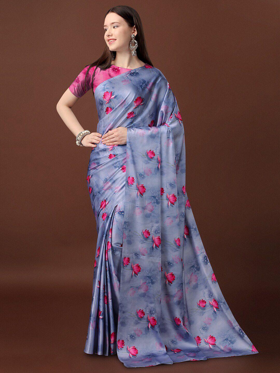 baps floral printed satin saree