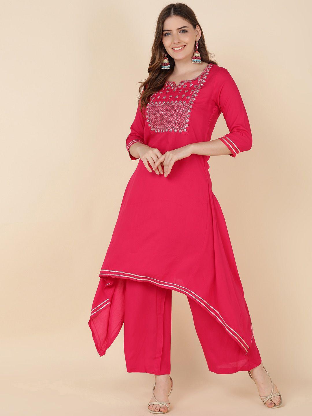 jaipur prime embrioderd yoke design a-line kurta with trousers