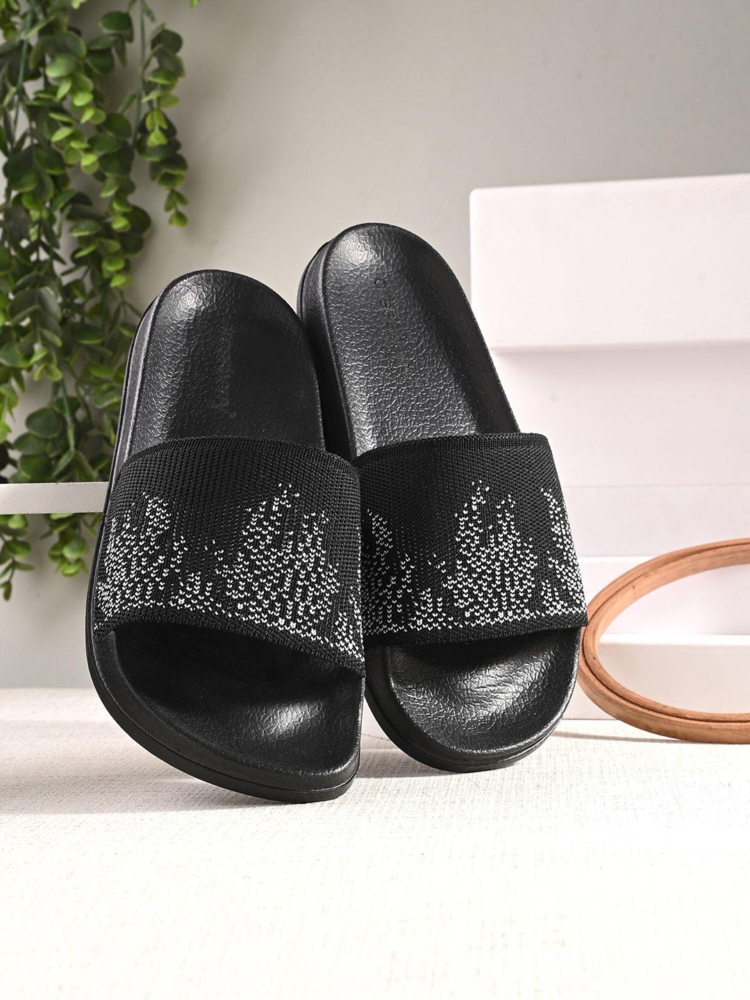 dressberry women black and white textured sliders