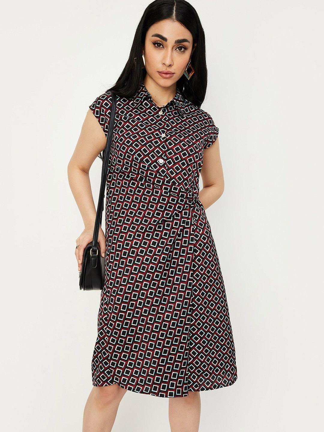 max geometric printed wrap dress