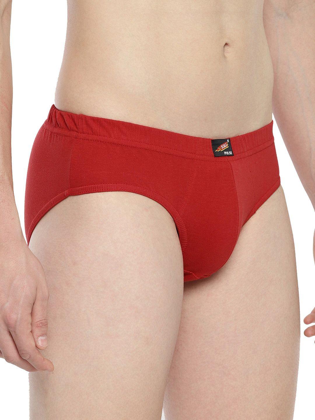 solo men anti bacterial pure cotton basic briefs pulse-red-75