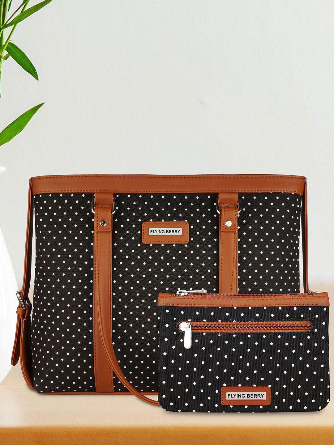 flying berry women polka dots printed leather shoulder laptop bag