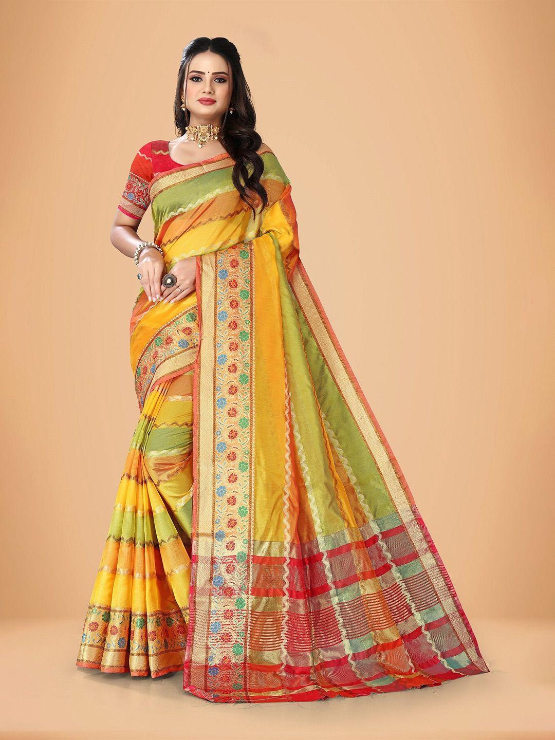 rivana striped woven design zari art silk banarasi saree