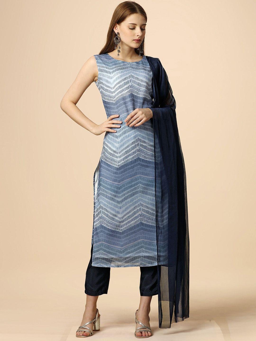 heemara geometric printed regular kurta with trousers & dupatta