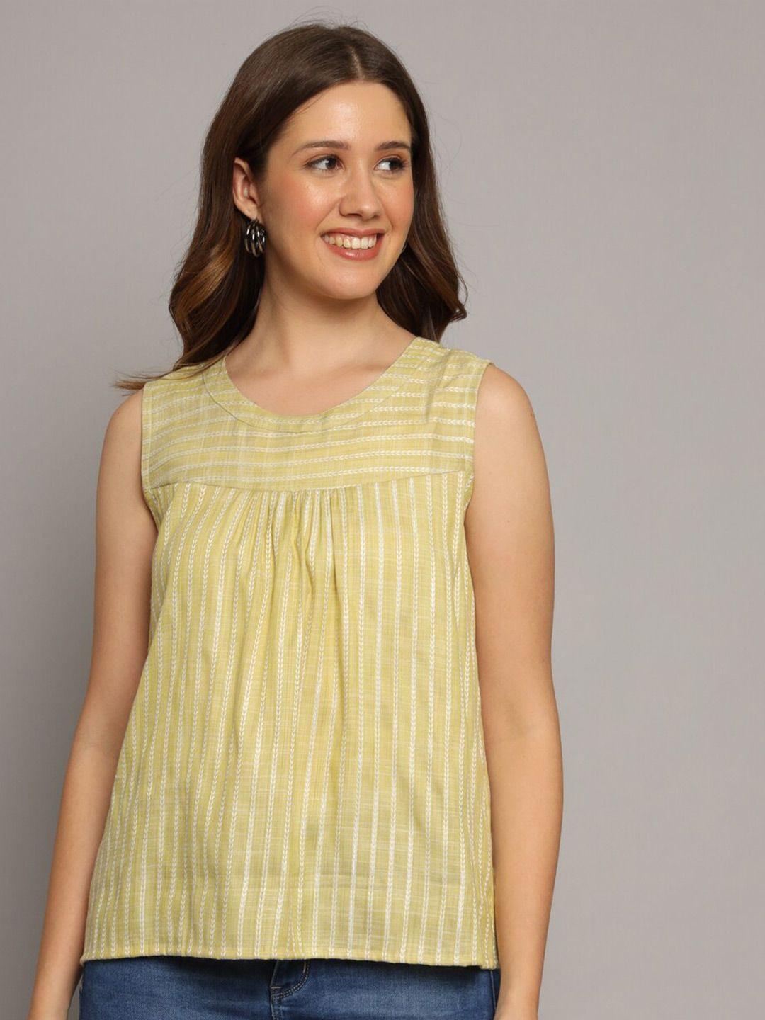 deckedup striped round neck pure cotton top