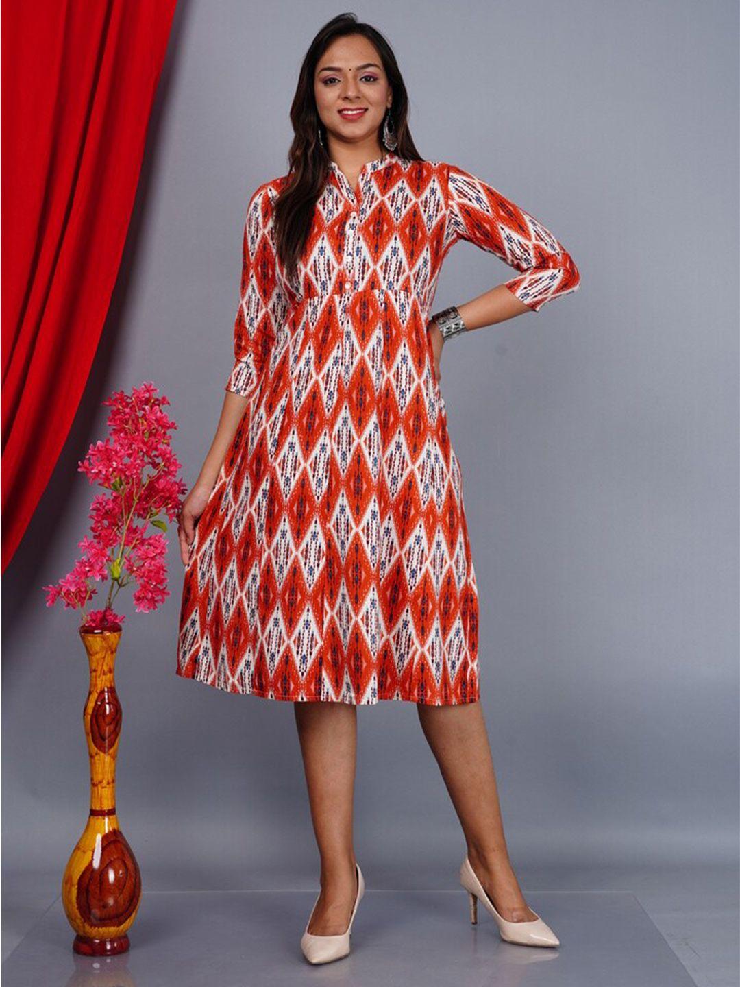 kalini ethnic motifs printed mandarin collar a line dress