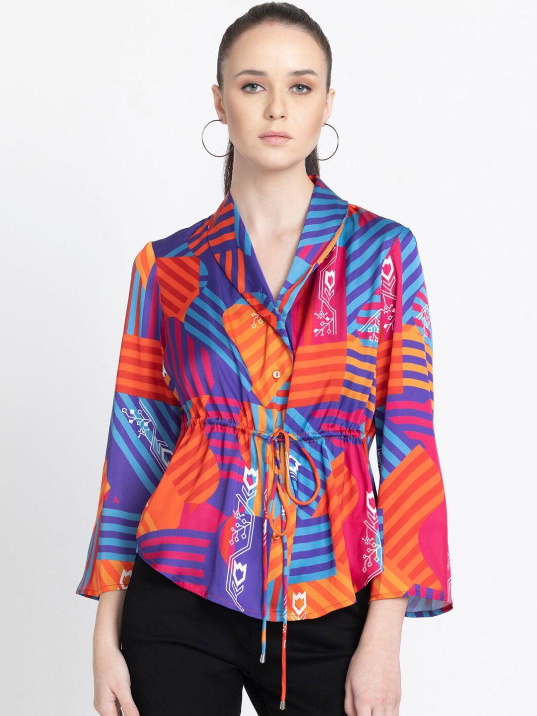 shaye abstract printed cinched waist top