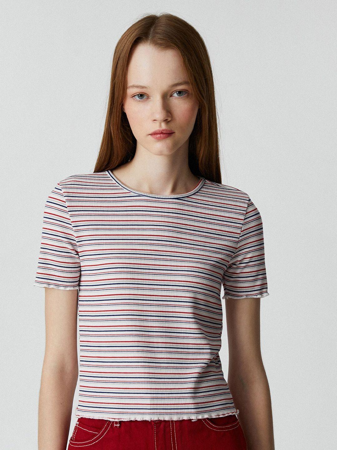 koton striped round neck t-shirt