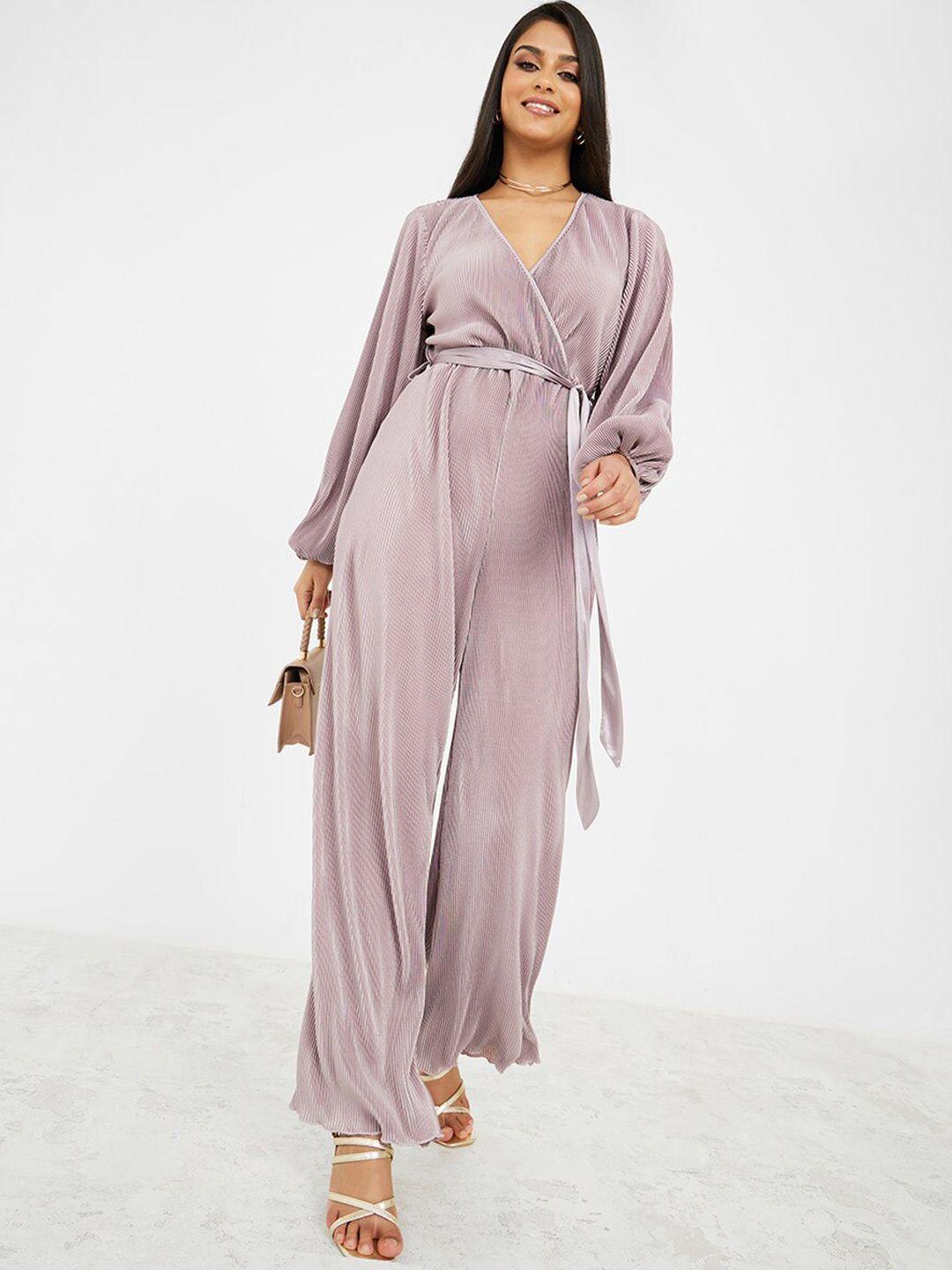 styli puff sleeves tie-up detail wide leg basic jumpsuit