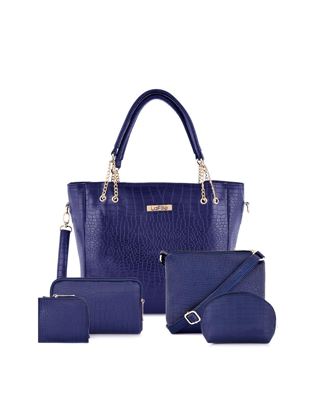 lafille set of 5 textured structured handheld bag