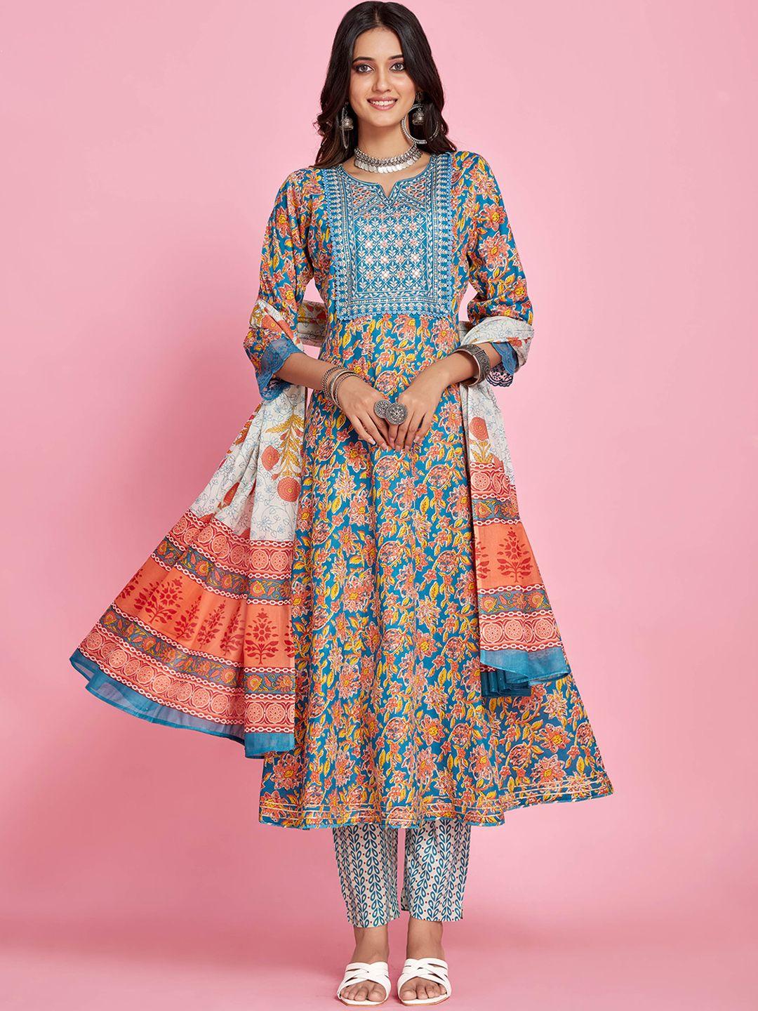 sangria printed a-line kurta & trouser with dupatta