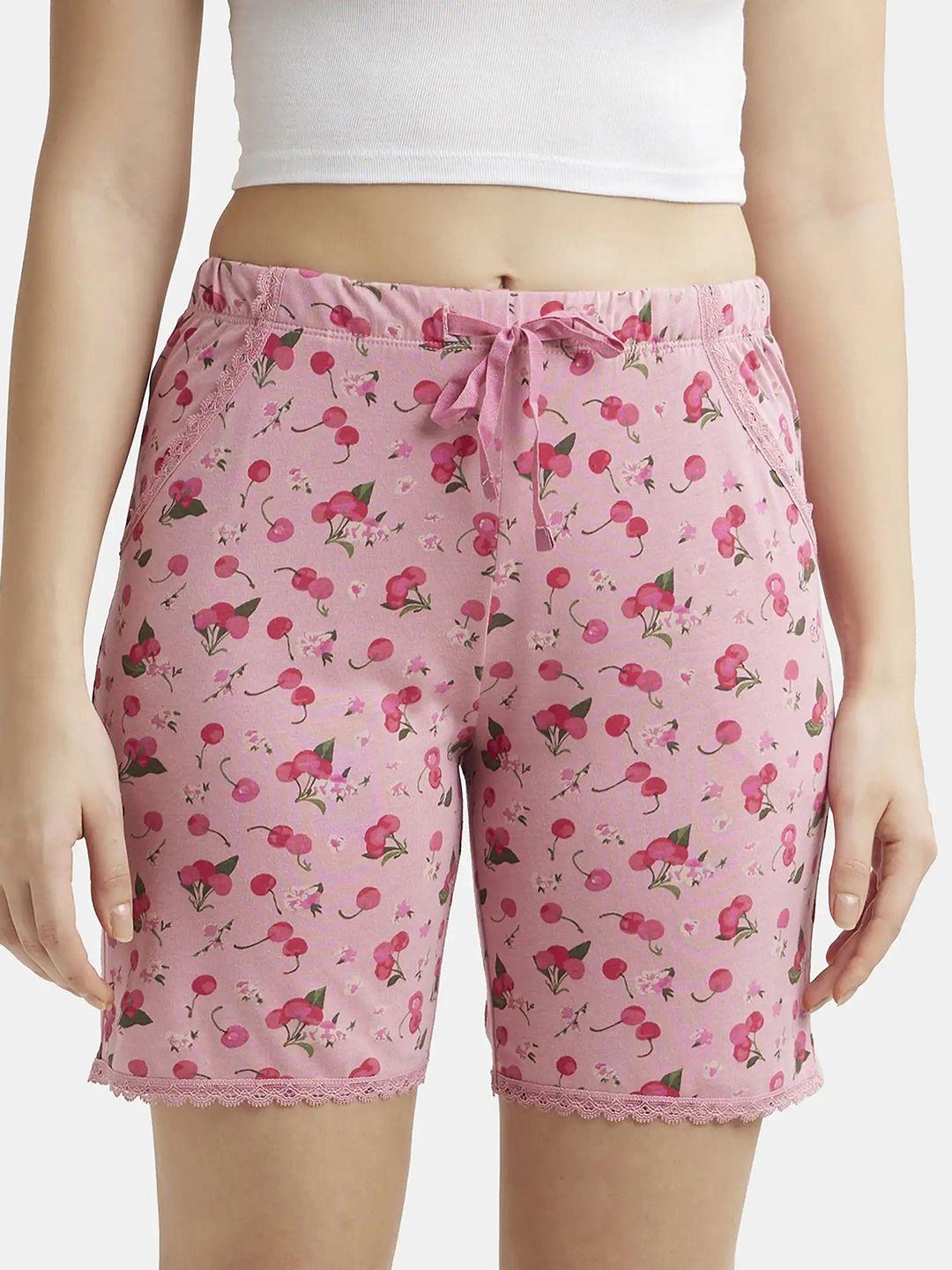 jockey women floral printed mid rise shorts