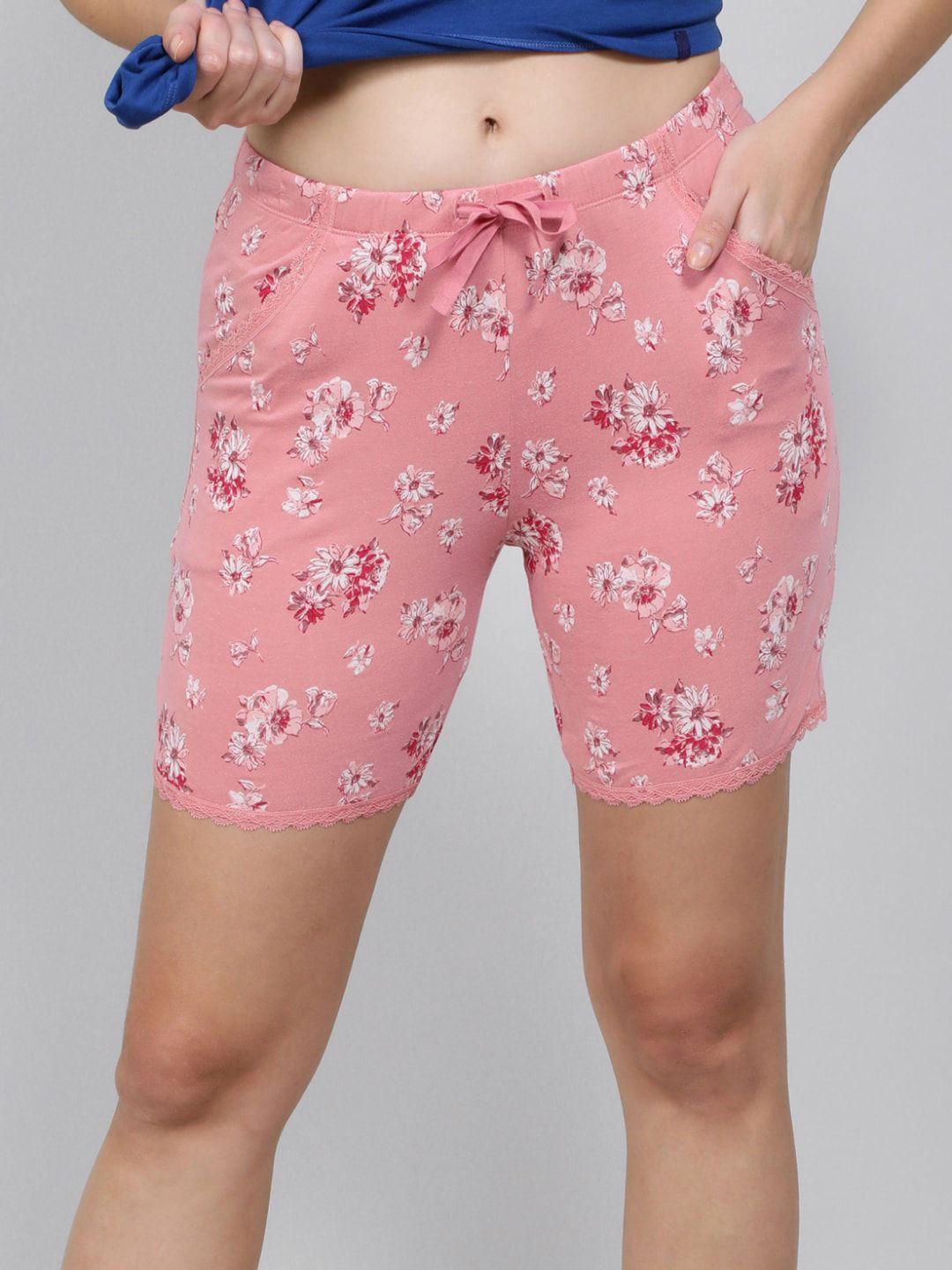 jockey women floral printed mid rise cotton shorts