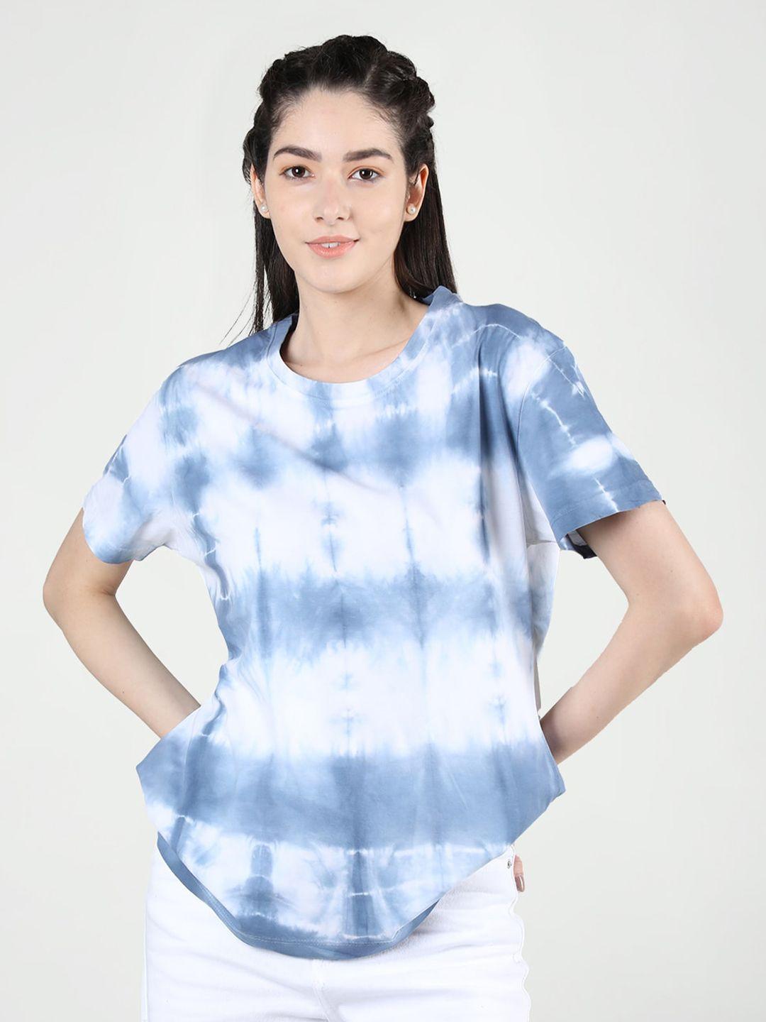 plagg tie and dye printed round neck cotton t-shirt