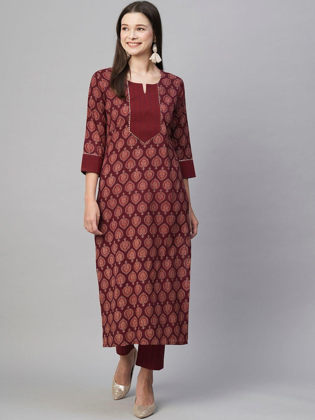 kalini ethnic motif printed straight kurta with trousers