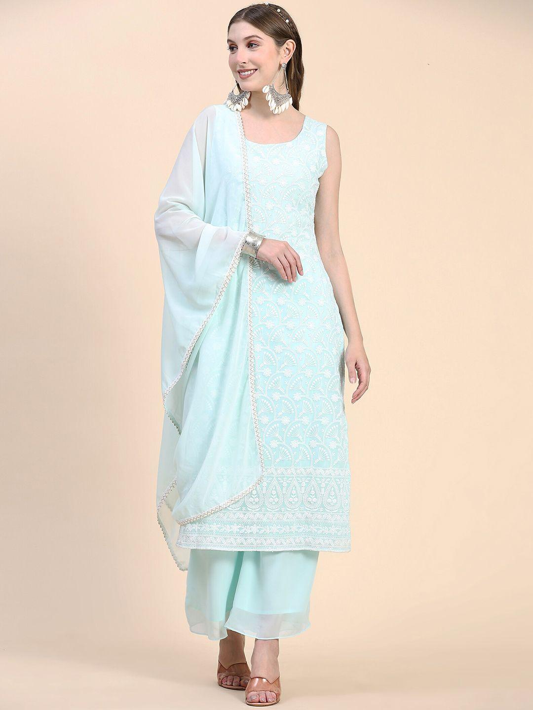 kalini floral embroidered regular chikankari kurta with palazzos & dupatta