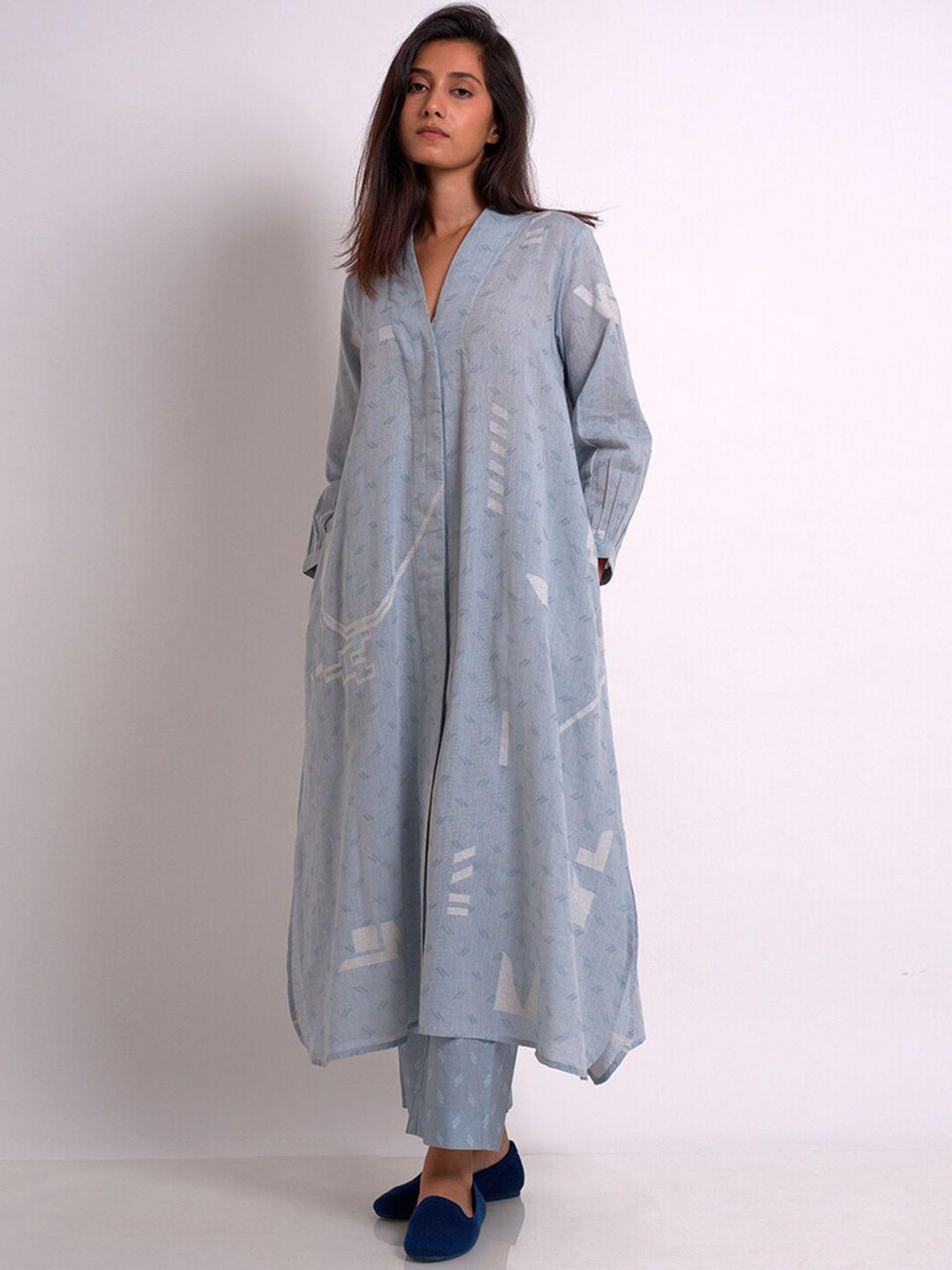 ganga printed regular pure cotton kurta with palazzos